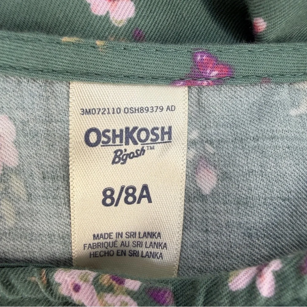 OshKosh Girls Floral Prairie Dress Size 8 Green Boho‎ Cottagecore